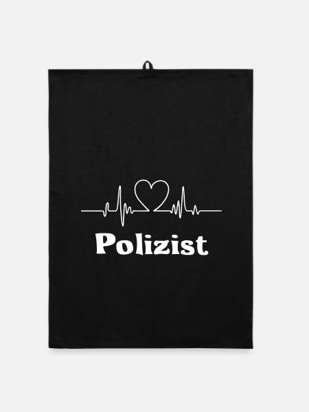 Polizist - Organic Geschirrtuch - Schwarz - Vorne