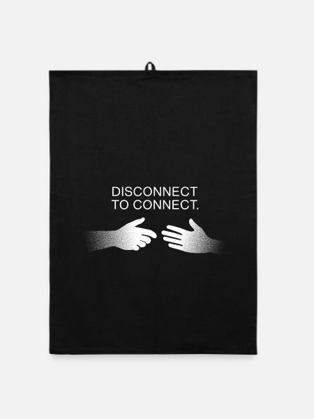 Streetwear Backprint Disconnect To Connect - Organic Geschirrtuch - Schwarz - Vorne