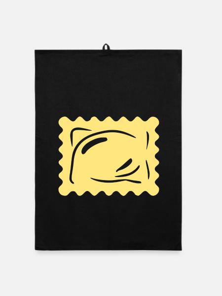 Pasta Nudeln Ravioli Italien Geschenk Weihnachten - Organic Geschirrtuch - Schwarz - Vorne