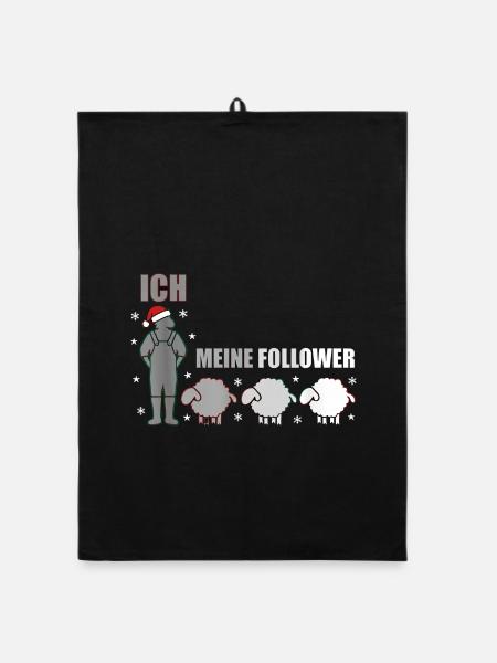 Ich Und Meine Follower Schäfer Schafe Weihnachten - Organic Geschirrtuch - Schwarz - Vorne