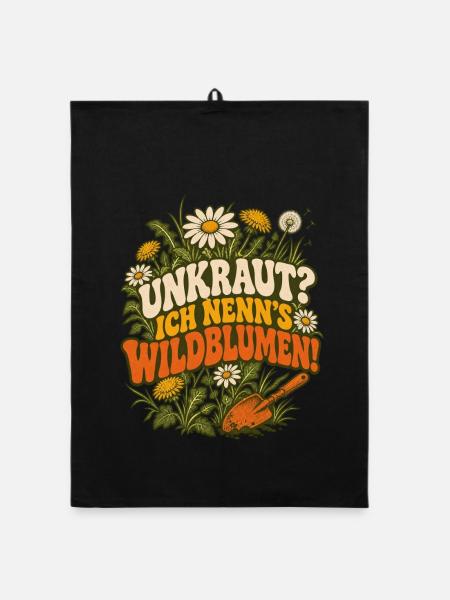 Unkraut? Ich nenn's Wildblumen - Organic Geschirrtuch - Schwarz