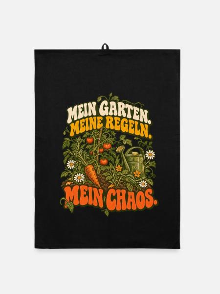 Mein Garten Meine Regeln Mein Chaos - Organic Geschirrtuch - Schwarz