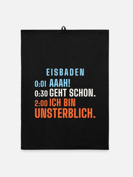 Eisbaden: Aaah! Geht schon. Ich bin unsterblich. - Organic Geschirrtuch - Schwarz - Vorne