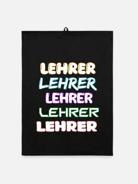 Beruf Lehrer - Organic Geschirrtuch - Schwarz - Vorne