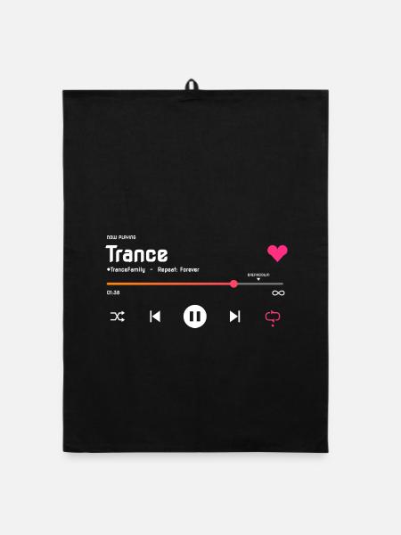 Trance Music Player - Repeat Forever - Organic Geschirrtuch - Schwarz