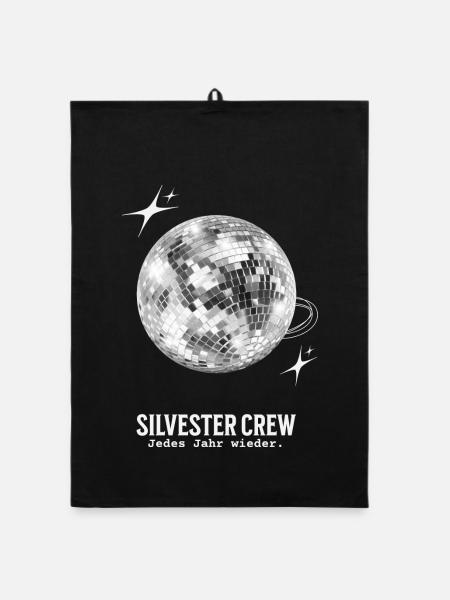 Silvester Crew Outfit Discokugel Party Neujahr - Organic Geschirrtuch - Schwarz - Vorne