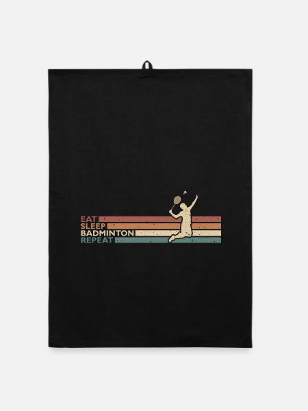 Eat Sleep Badminton Repeat Für Badmintonspieler - Organic Geschirrtuch - Schwarz - Vorne