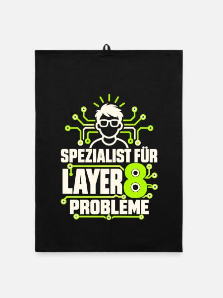 Spezialist für Layer 8 Probleme - Organic Geschirrtuch - Schwarz - Vorne