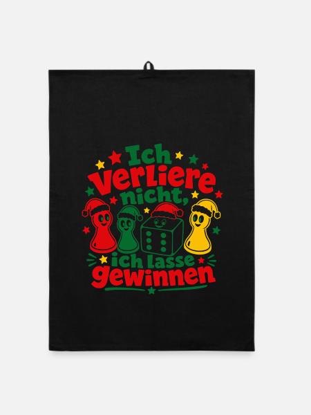 Lustiger Spieleabend Weihnachten Brettspiel - Organic Geschirrtuch - Schwarz - Vorne