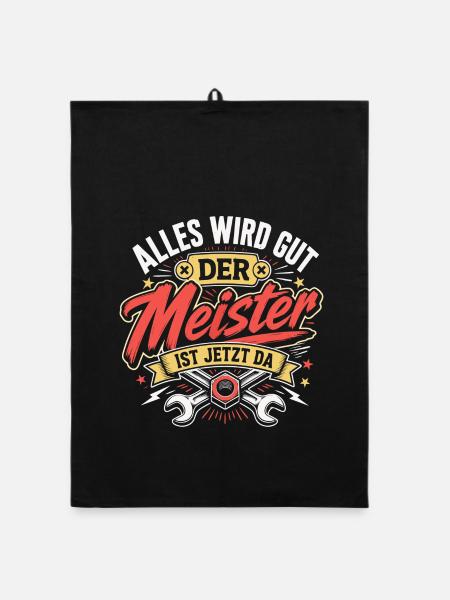Meisterprüfung bestanden Meister - Organic Geschirrtuch - Schwarz - Vorne