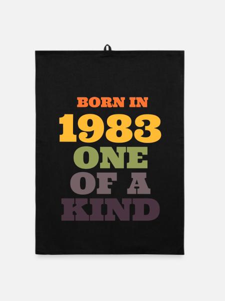 Geboren 1983: Einzigartiges Retro-T-Shirt - Organic Geschirrtuch - Schwarz - Vorne