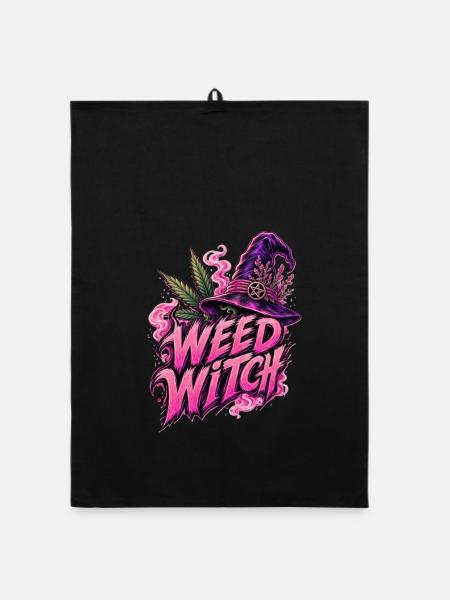 Weed Witch – Pink Edition - Organic Geschirrtuch - Schwarz - Vorne