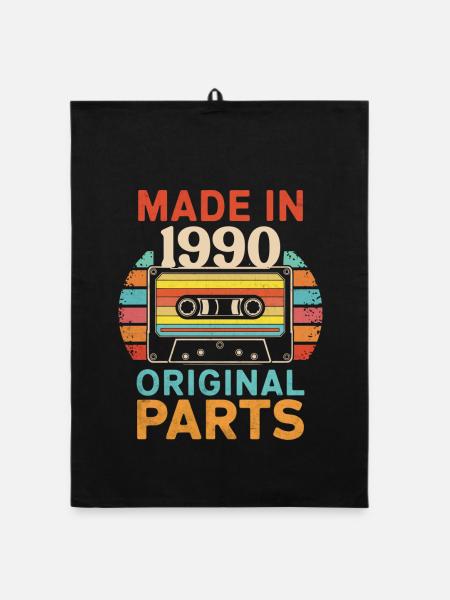 1990 Geburtstag Original 90er 80er Kassettenband Retro - Organic Geschirrtuch - Schwarz - Vorne