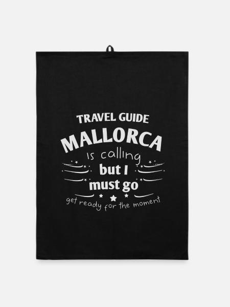 Mallorca is calling but I must go Spanien - Organic Geschirrtuch - Schwarz - Vorne