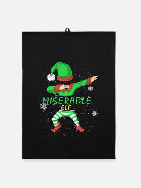Elender Familienelf passt zum Weihnachts-T-Shirt - Organic Geschirrtuch - Schwarz - Vorne