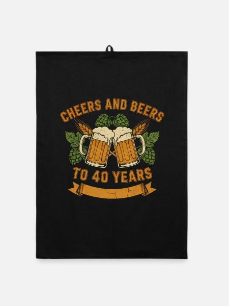 Prost zum 40. Geburtstag - Organic Geschirrtuch - Schwarz - Vorne