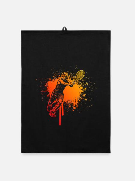 Geschenkidee für einen Tennis mit Tennis - Organic Geschirrtuch - Schwarz - Vorne