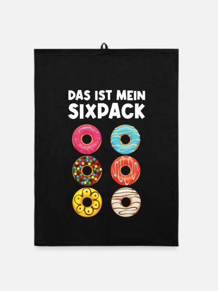 Das ist mein Sixpack Donut Six Pack Donuts Spruch - Organic Geschirrtuch - Schwarz - Vorne