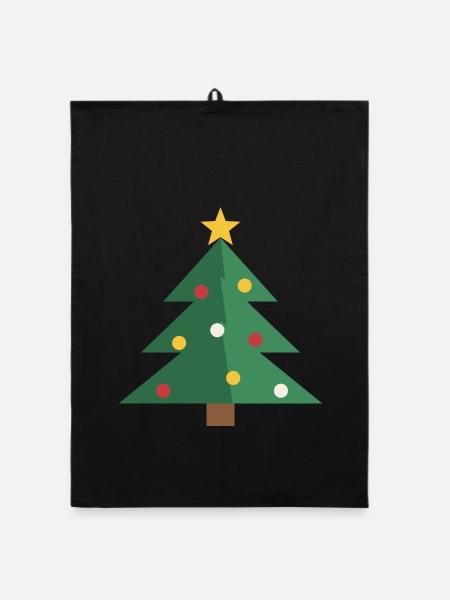 Tannenbaum minimalistisch - Weihnachtsbaum Motiv - Organic Geschirrtuch - Schwarz - Vorne