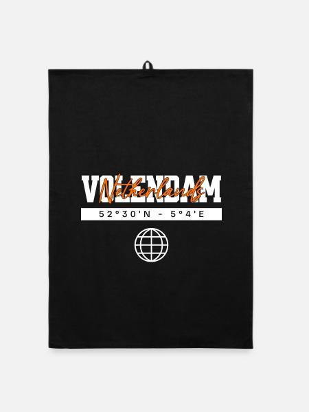 Volendam Niederlande Koordinaten Reise Souvenir - Organic Geschirrtuch - Schwarz - Vorne