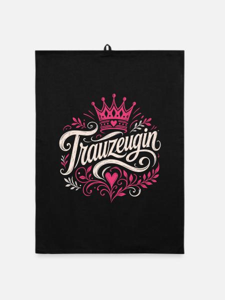 Trauzeugin Krone Hochzeit Braut - Organic Geschirrtuch - Schwarz - Vorne