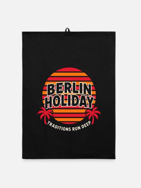 Berlin Holiday Traditions Run Deep Berlin Retro - Organic Geschirrtuch - Schwarz - Vorne