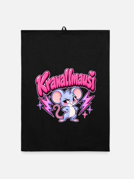 Krawallmausi Y2K - Organic Geschirrtuch - Schwarz - Vorne