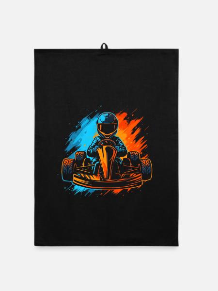 Go-Kart Motorsport Rennfahrer Jungen Herren Gokart - Organic Geschirrtuch - Schwarz - Vorne