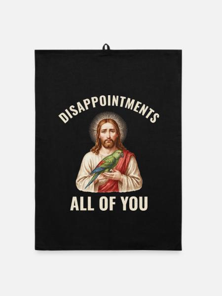 Disappointments Jesus mit Papagei - Organic Geschirrtuch - Schwarz - Vorne
