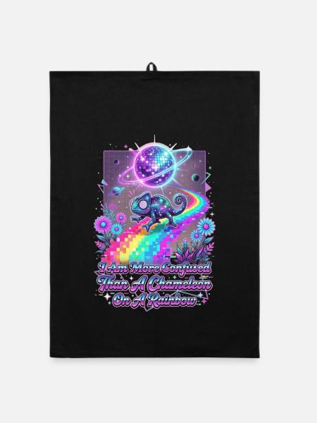 More Confused Than A Chameleon - Organic Geschirrtuch - Schwarz - Vorne