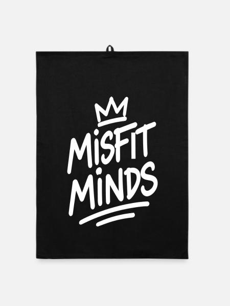 Misfit Minds Spruch - Organic Geschirrtuch - Schwarz - Vorne