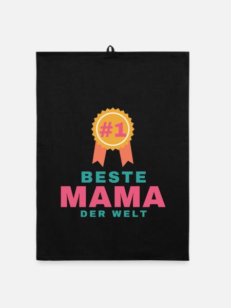 Beste Mama der Welt – Geschenk für Mama - Organic Geschirrtuch - Schwarz - Vorne