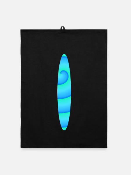 Abstraktes Spiral-Surfbrett - Organic Geschirrtuch - Schwarz - Vorne