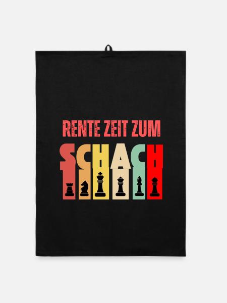 Rente Zeit Zum Schach Spruch - Organic Geschirrtuch - Schwarz - Vorne