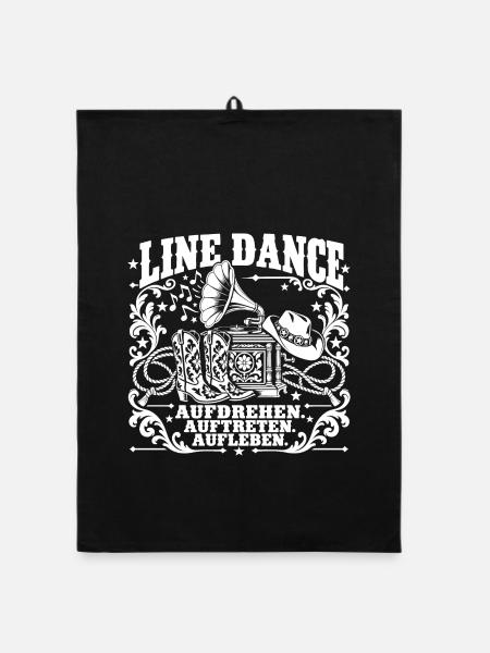 Line Dance Western Flair - Organic Geschirrtuch - Schwarz - Vorne