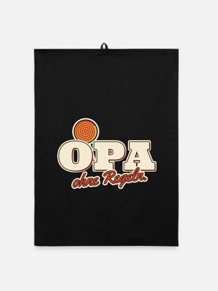 Opa ohne Regeln Enkel Spruch - Organic Geschirrtuch - Schwarz - Vorne