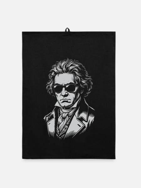 Beethoven-Porträt - Organic Geschirrtuch - Schwarz - Vorne