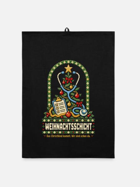 Weihnachtsschicht Pflege - Organic Geschirrtuch - Schwarz - Vorne