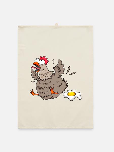 Funny chicken - Organic dish towel - nature