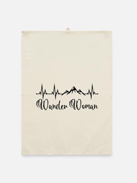 Wander Woman Herzschlag Berge Wandern Wanderwoman - Organic Geschirrtuch - Natur
