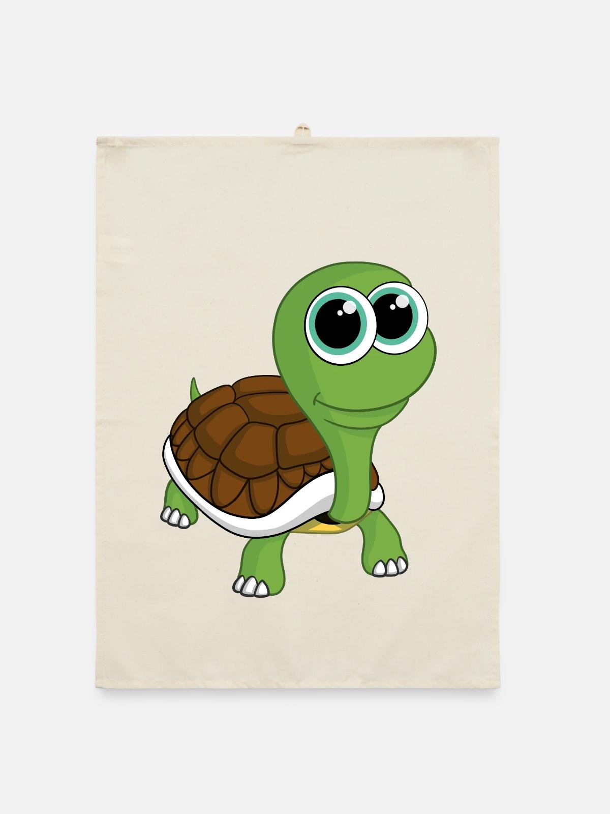 Comic Schildkröte - Organic Geschirrtuch - Natur - Vorne