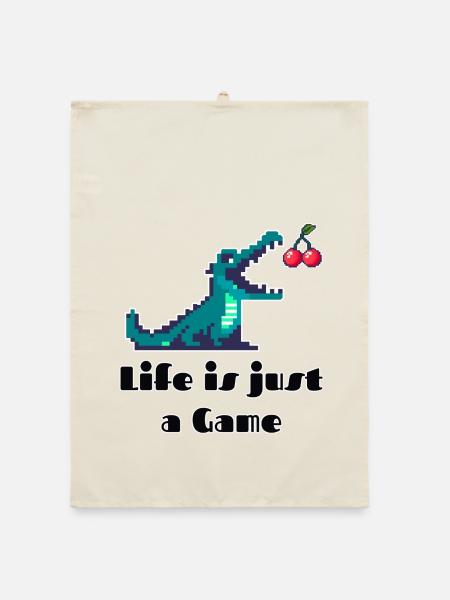 Life is Just a Game Retro Pixel Art Design - Organic Geschirrtuch - Natur - Vorne