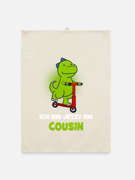 Ich Bin Jetzt Ein Cousin Werde Cousin Bald Dino - Organic Geschirrtuch - Natur - Vorne