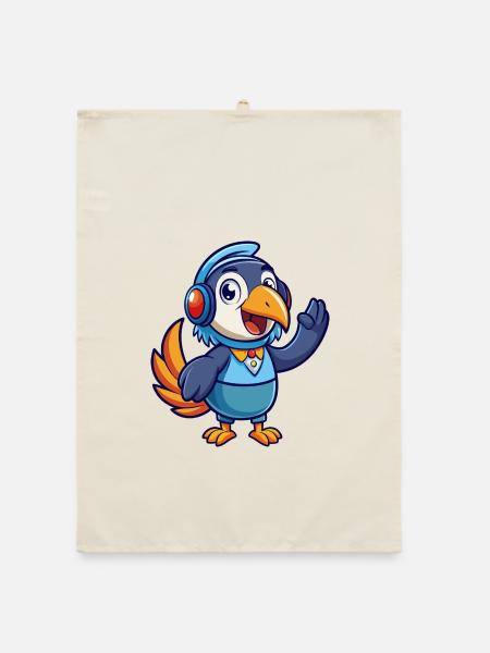 Toucan Funny Cartoon Character Musique de casque - Torchon bio - nature - Devant