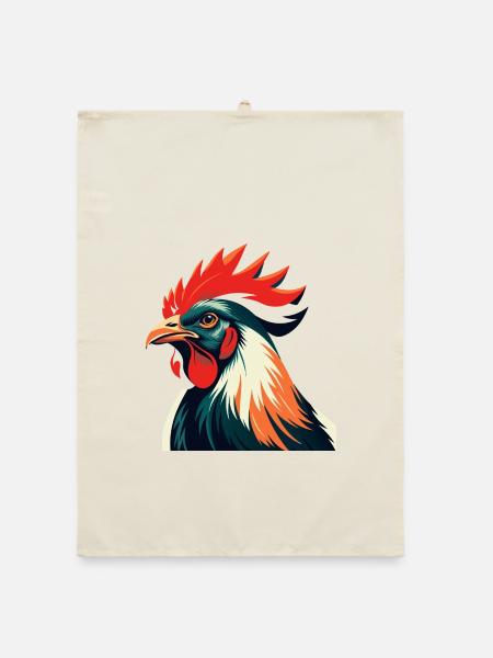 Huhn Cartoon Figur Buntes Haustier Tier - Organic Geschirrtuch - Natur - Vorne