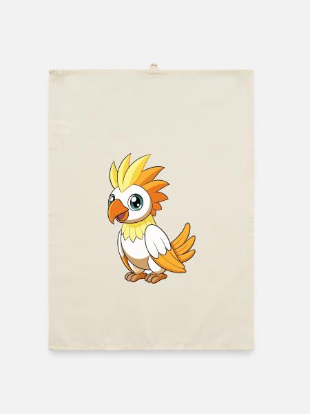 Kakadu Niedliche Maskottchen Zeichentrickfigur Kawaii - Organic Geschirrtuch - Natur - Vorne