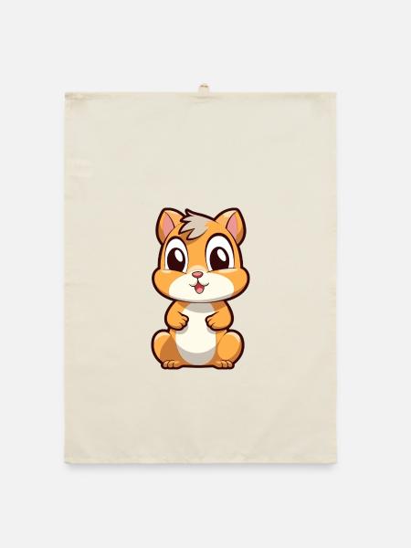 Chipmunk Niedliche Karikatur Kawaii Aquarell Tier Haustier - Organic Geschirrtuch - Natur - Vorne