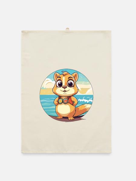 Chipmunk Aquarell Cartoon Kawaii Clipart Tier - Organic Geschirrtuch - Natur - Vorne