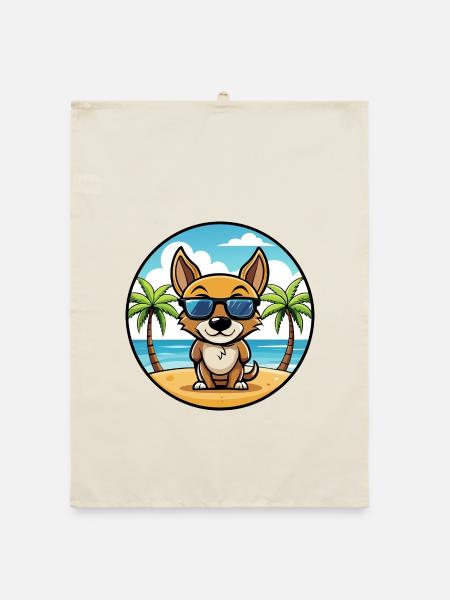St Miguel Cattle Dog Rasse Cartoon Sonnenbrille Strand - Organic Geschirrtuch - Natur - Vorne
