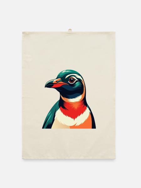 Pinguin Cartoon Figur Buntes Haustier Tier - Organic Geschirrtuch - Natur - Vorne